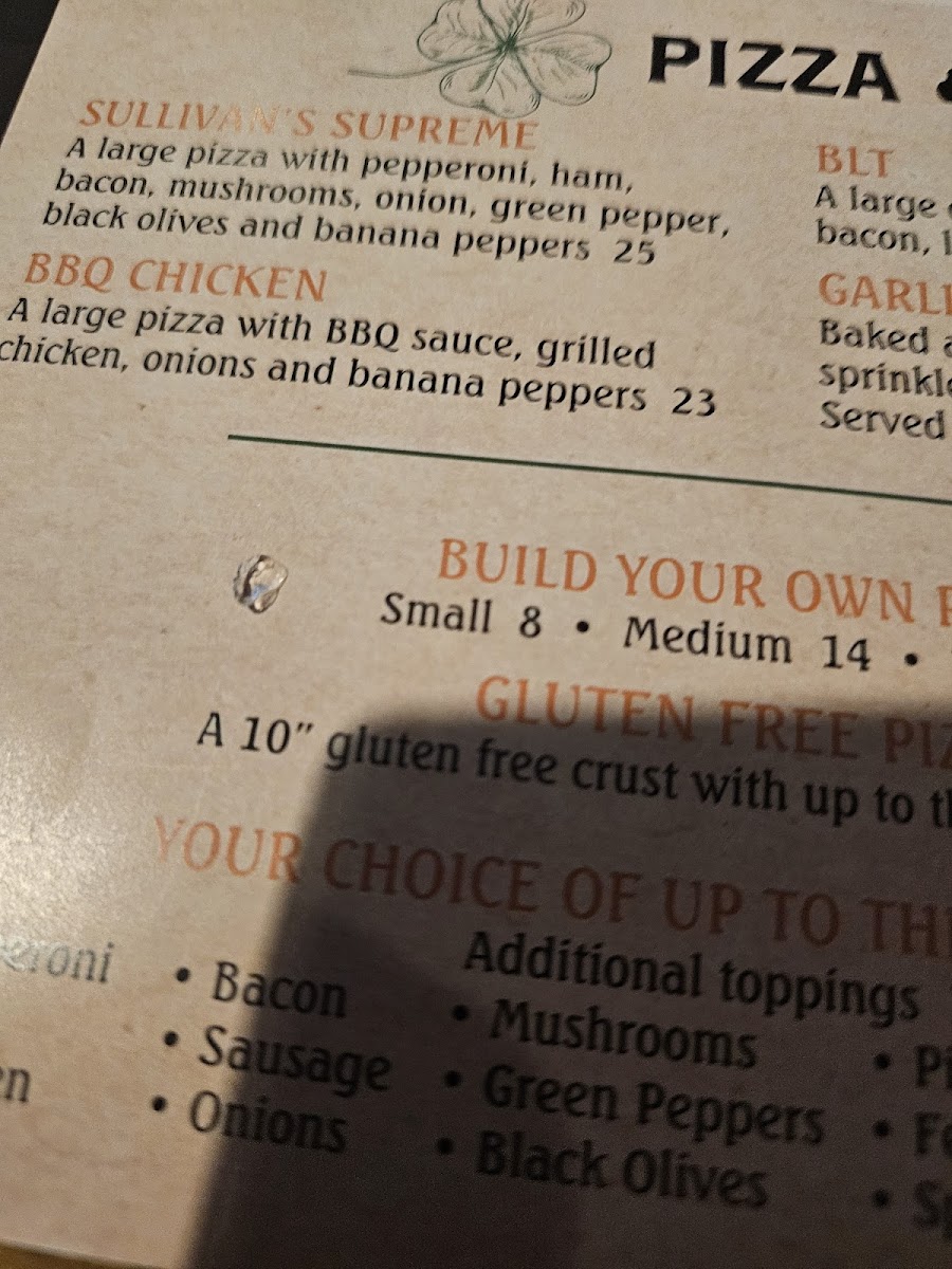 Menu Sullivan’S-1