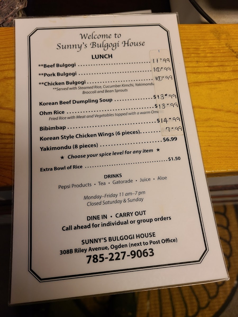 Menu Sunny’S Bulgogi House-1