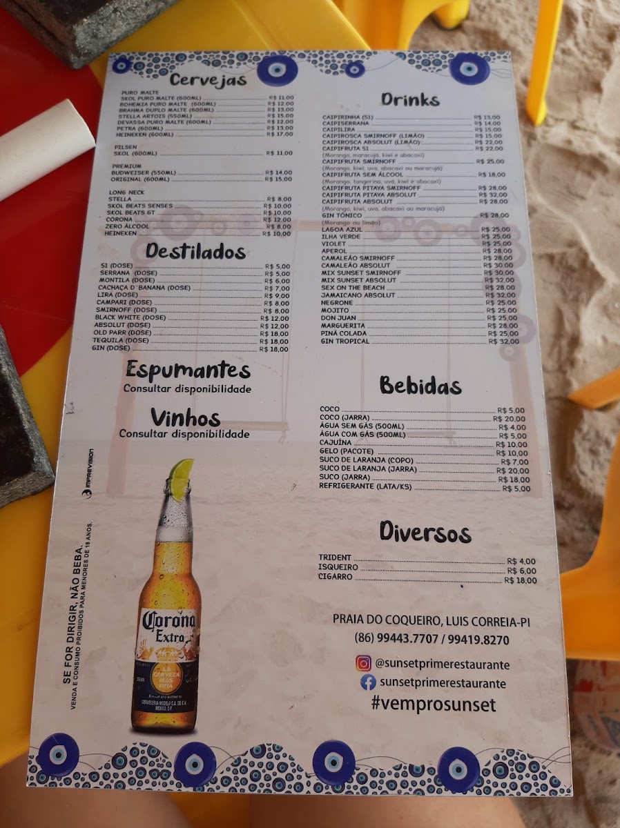 Menu Sunset Prime-7