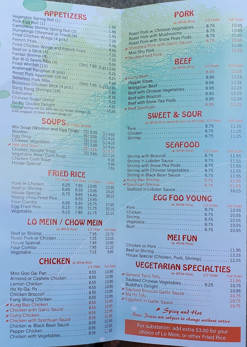 Menu Super 8 Chinese Restaurant-5