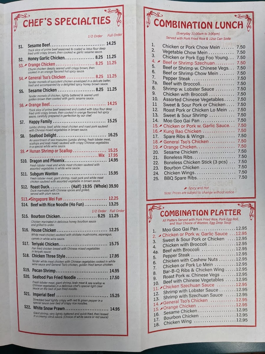 Menu Super 8 Chinese Restaurant-7