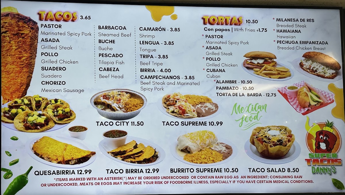 Menu Super Tacos Danny's-1