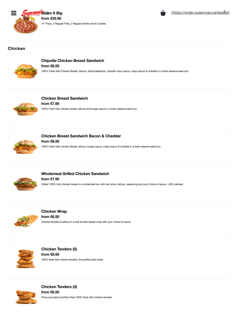 Menu Supermac's & Papa John's Ballindine-1