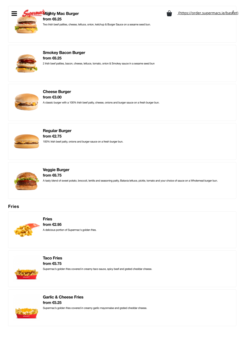 Menu Supermac's & Papa John's Ballindine-2