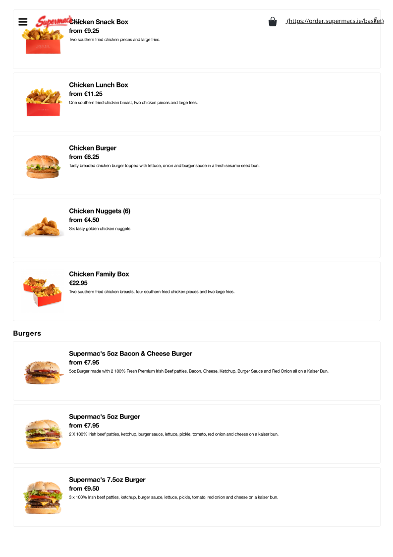 Menu Supermac's & Papa John's Ballindine-4