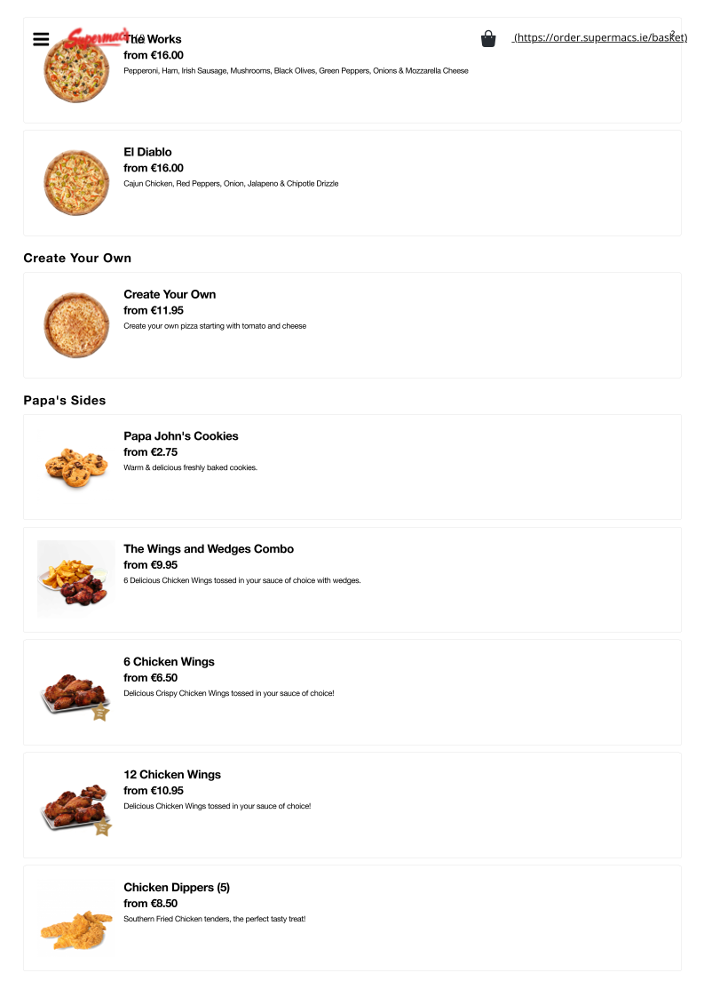 Menu Supermac's & Papa John's Ballindine-5