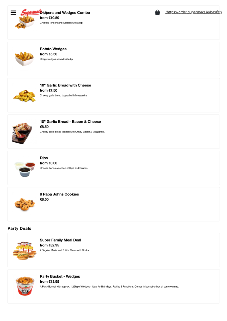 Menu Supermac's & Papa John's Ballindine-9