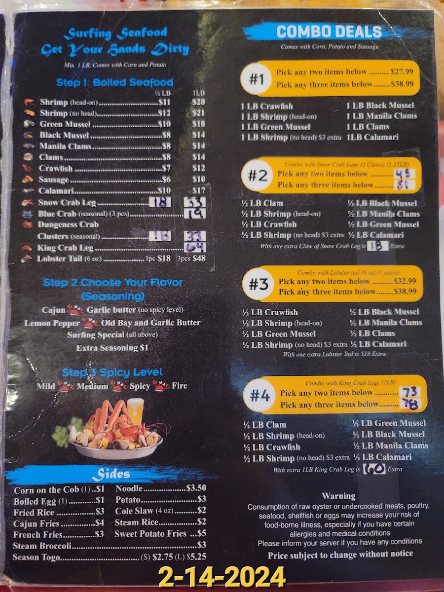 Menu Surfing Crab Mcallen-3