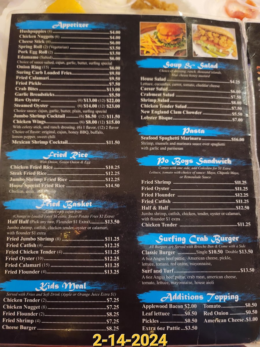 Menu Surfing Crab Mcallen-4