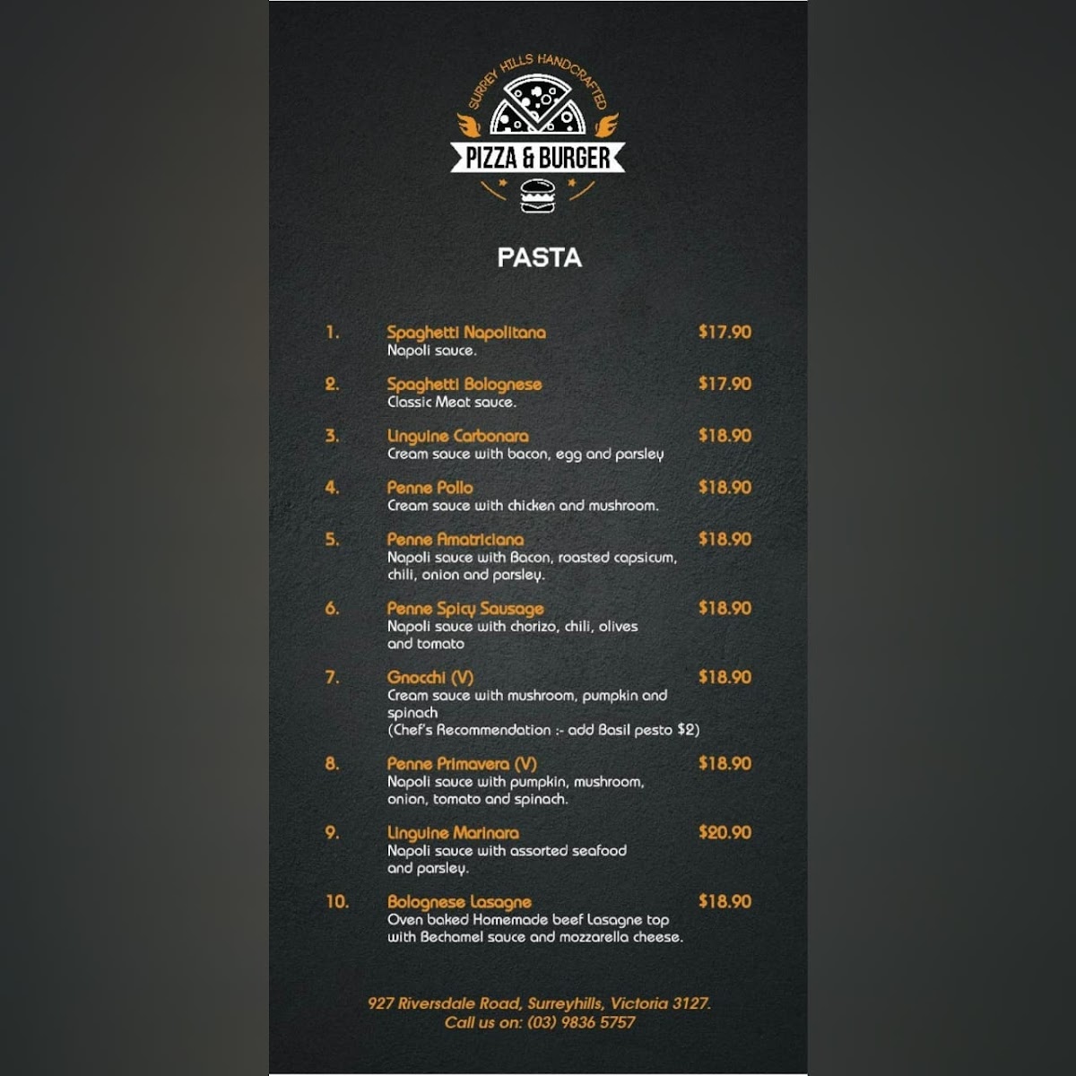 Menu Surrey Hills Handcrafted Pizza & Burger-1