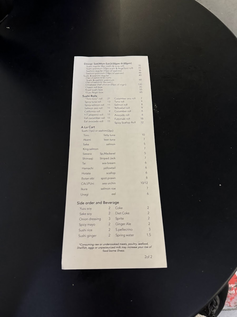 Menu Sushi 35 West-1