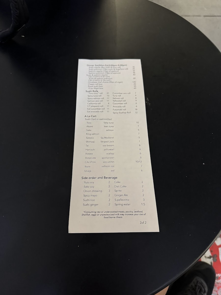 Menu Sushi 35 West-2