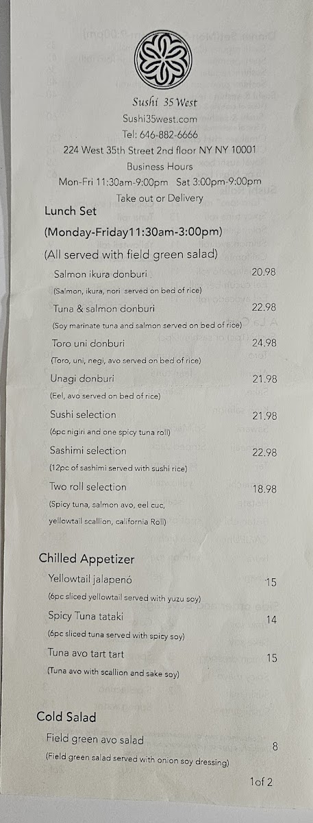 Menu Sushi 35 West-3