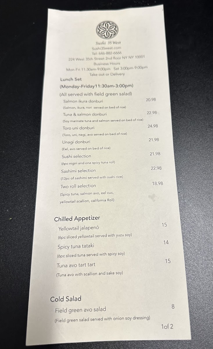 Menu Sushi 35 West-4