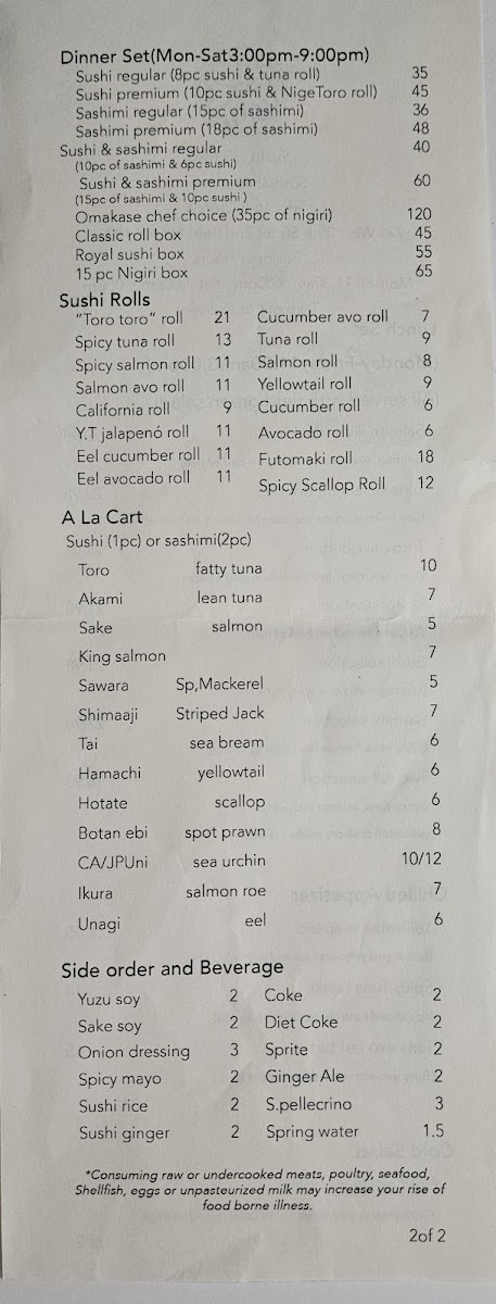 Menu Sushi 35 West-5