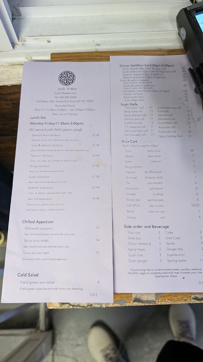 Menu Sushi 35 West-6