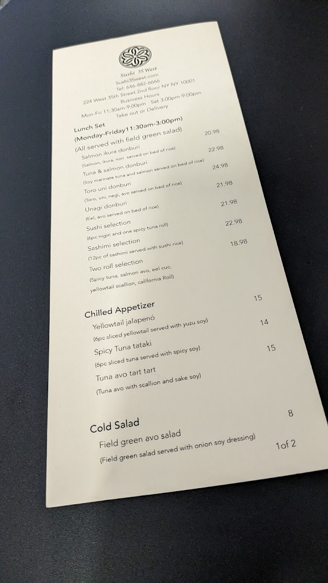 Menu Sushi 35 West-7