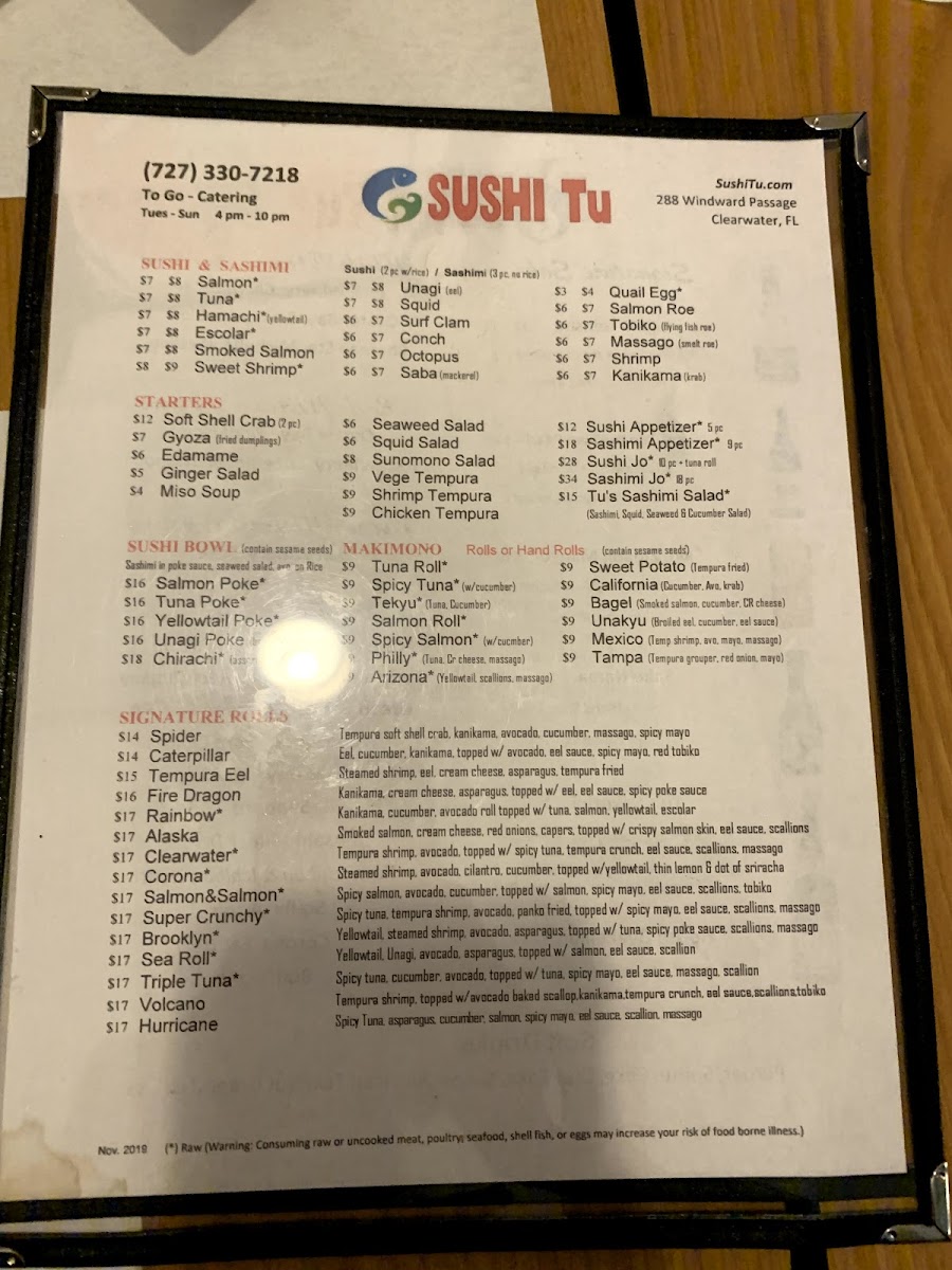 Menu Sushi Tu-10