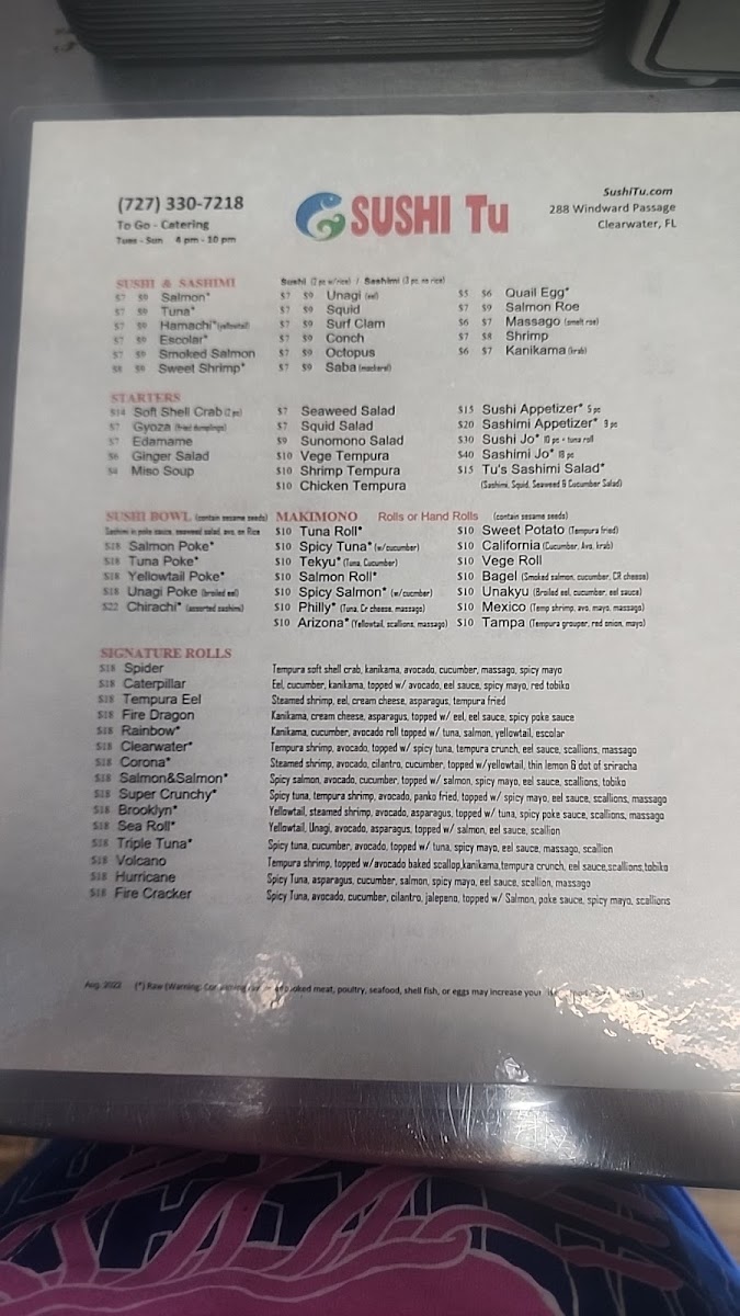 Menu Sushi Tu-6