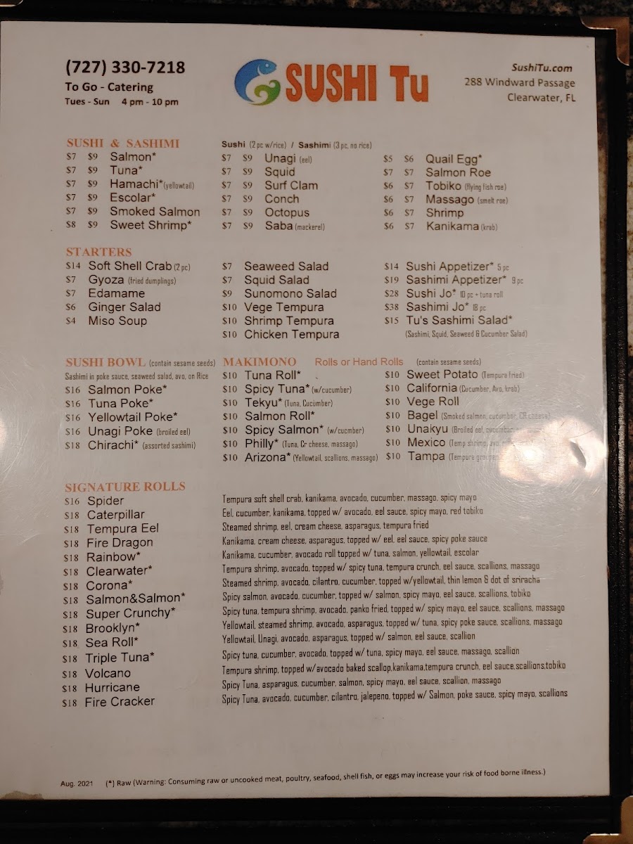 Menu Sushi Tu-7