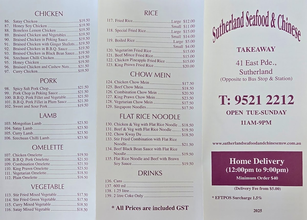 Menu Sutherland Seafood & Chinese-1