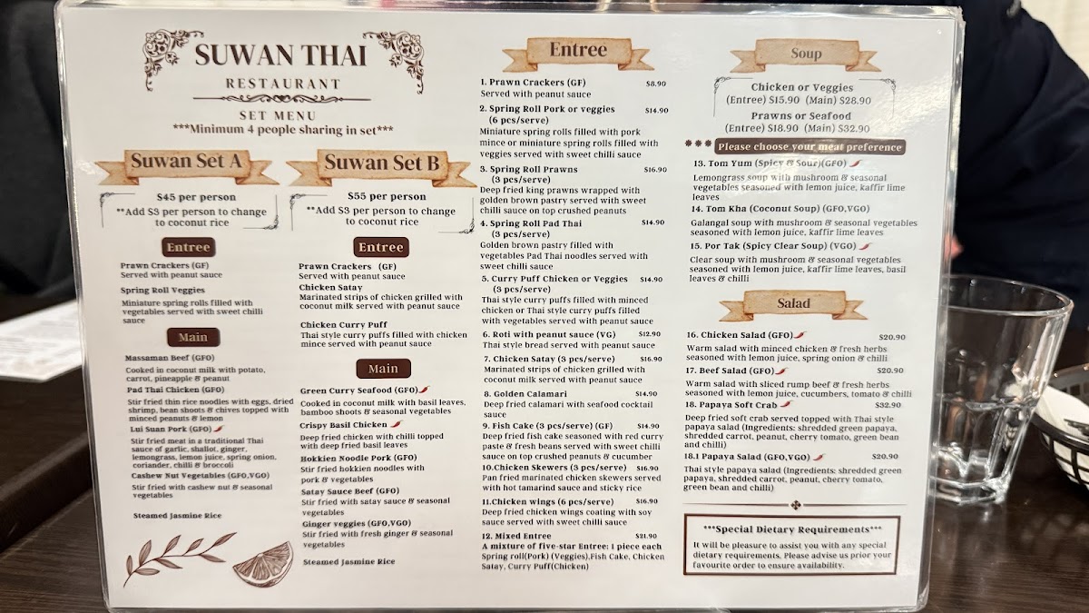 Menu Suwan Thai Restaurant Hobart-1
