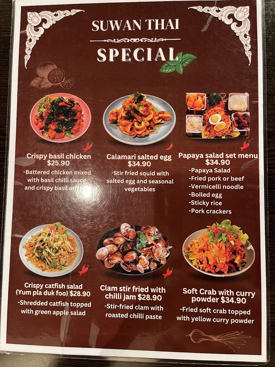 Menu Suwan Thai Restaurant Hobart-7