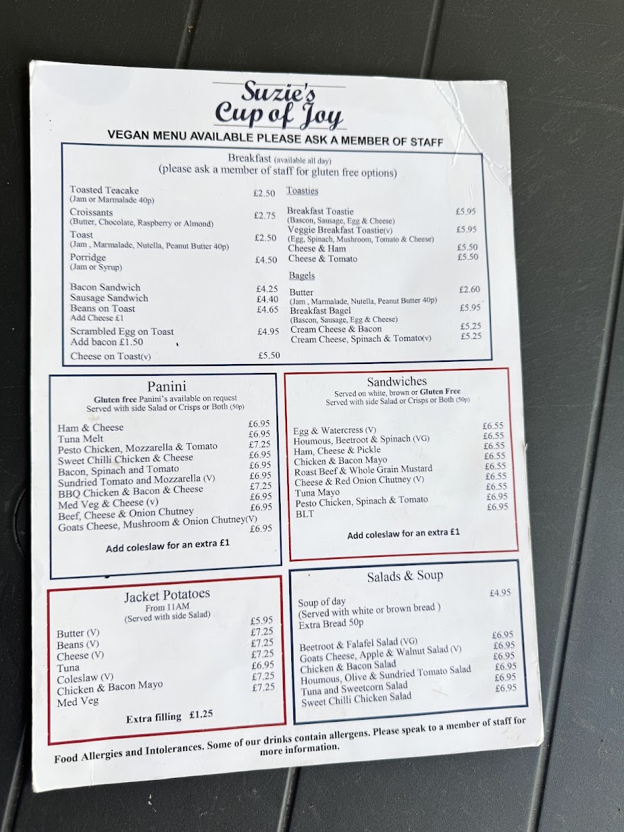 Menu Suzie's Cup Of Joy-1