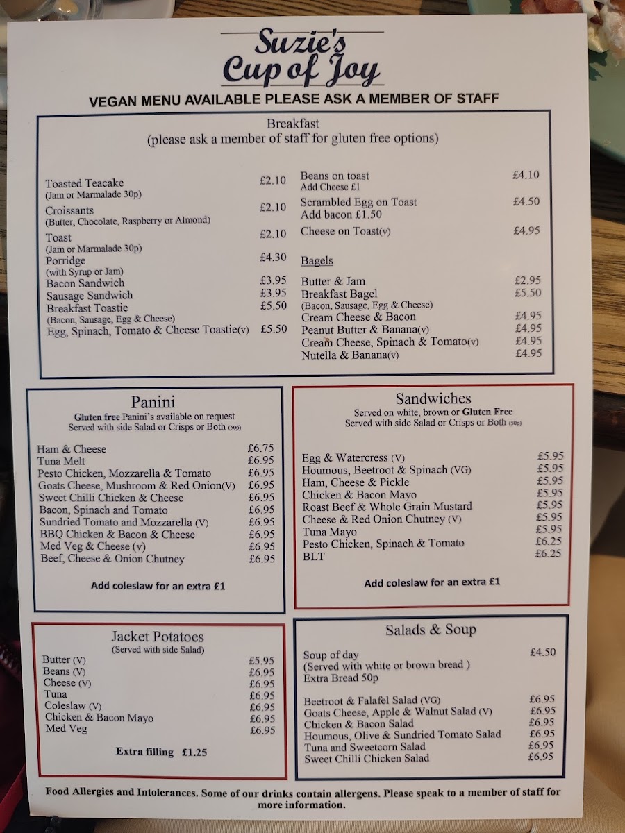 Menu Suzie's Cup Of Joy-2