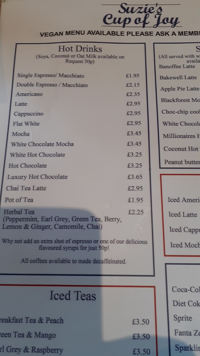 Menu Suzie's Cup Of Joy-9