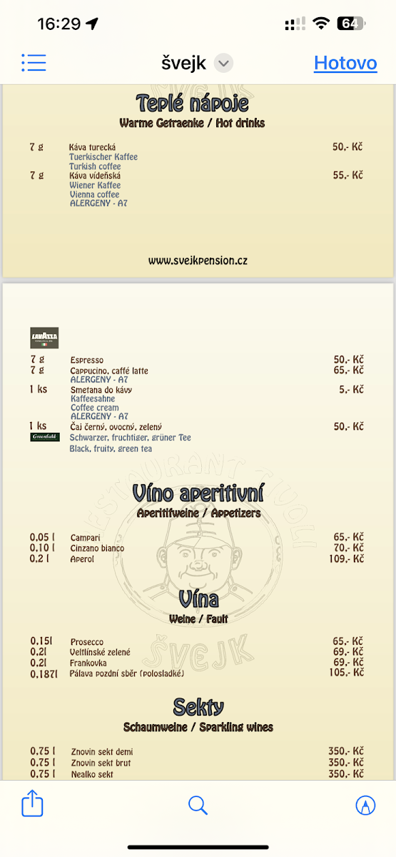 Menu Svejk Restaurant A Pension Tivoli-9