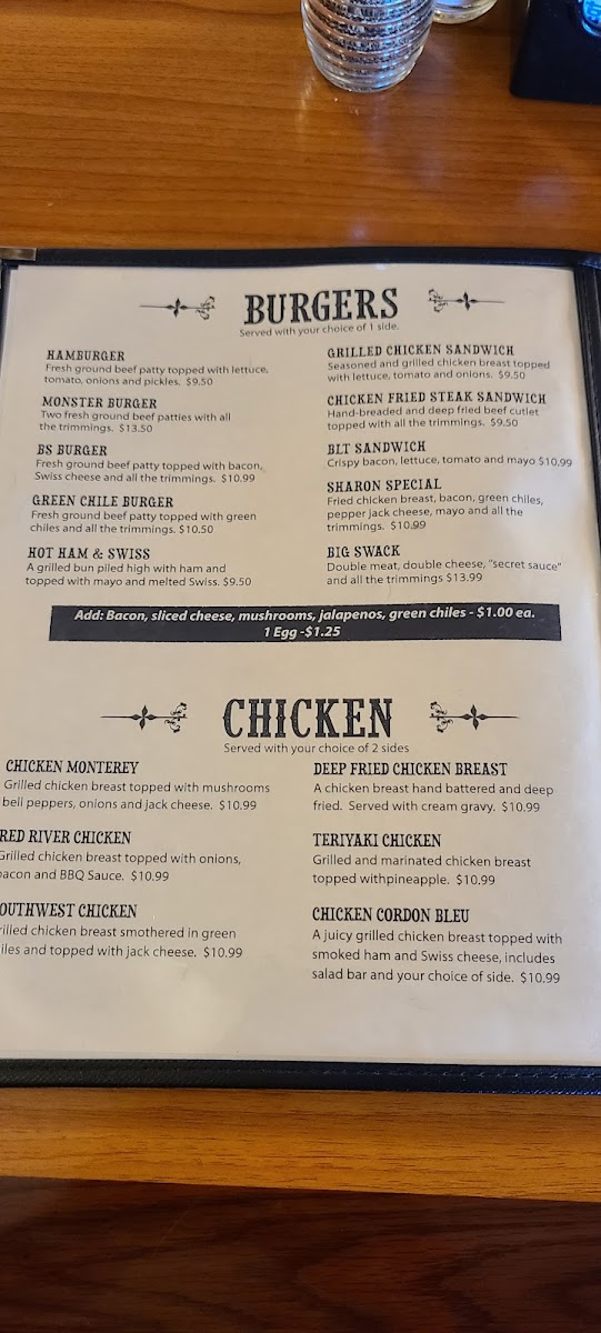Menu Swackhammer's Texas Grill-6