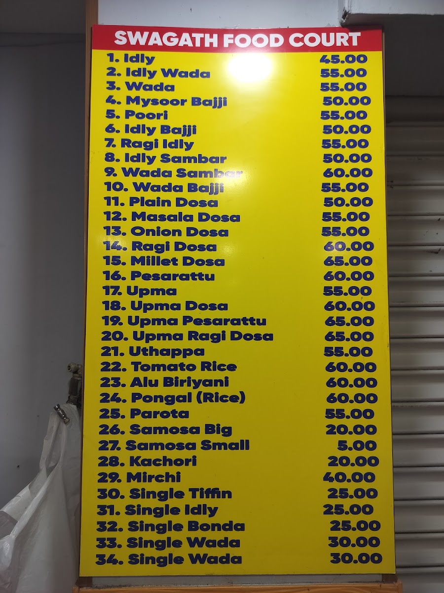 Menu Swagath Food Court-1