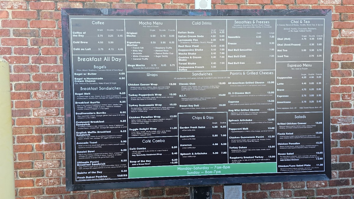 Menu Sweet Bay Coffee Co-1