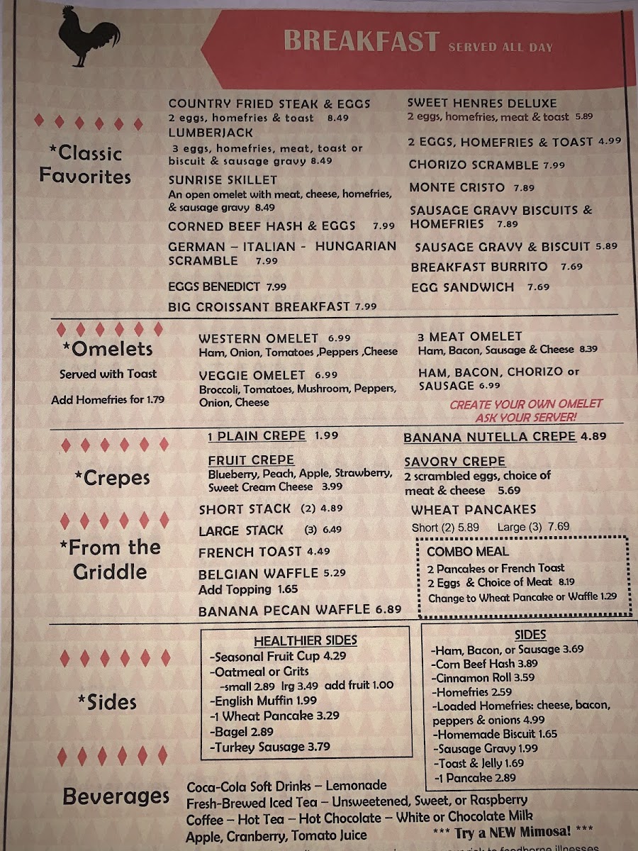 Menu Sweet Henrie's Restaurant And Ice Cream Parlor-9