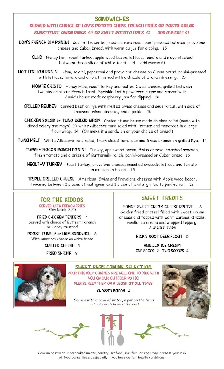 Menu Sweet Pea's Downtown Eatery-1