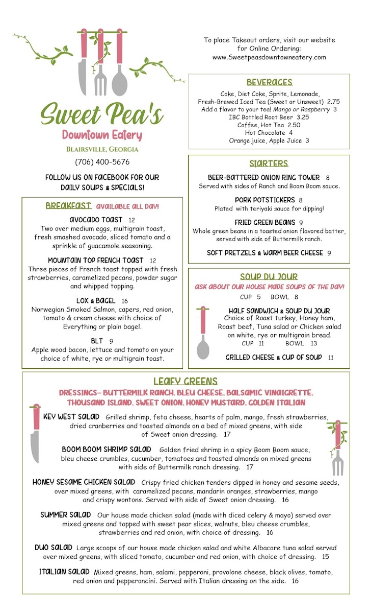 Menu Sweet Pea's Downtown Eatery-2