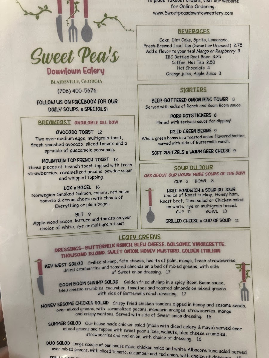 Menu Sweet Pea's Downtown Eatery-6