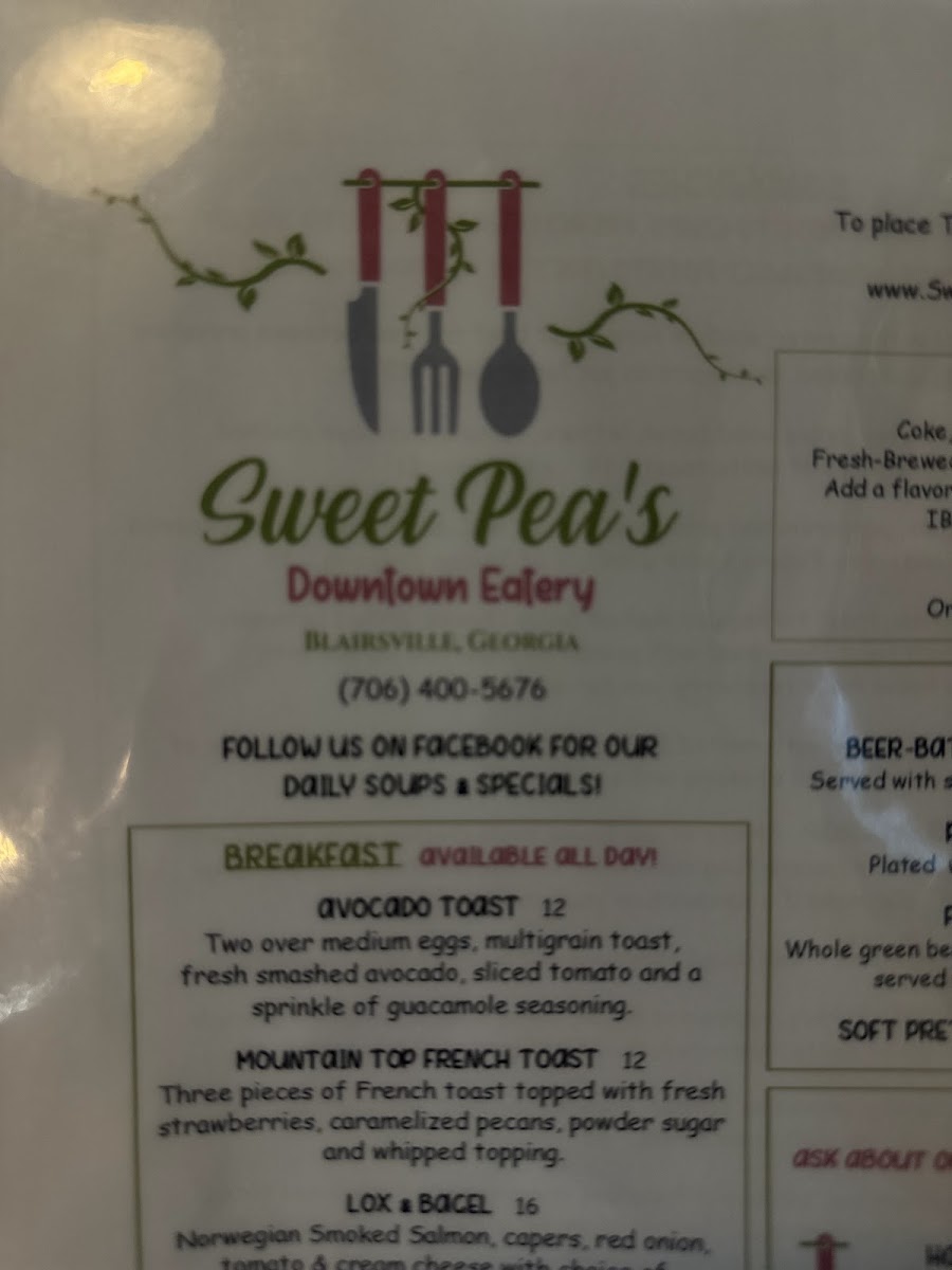 Menu Sweet Pea's Downtown Eatery-7