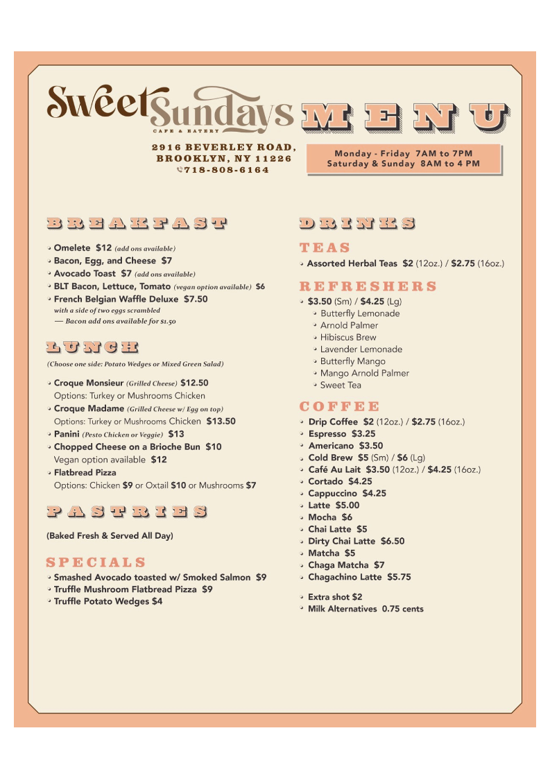 Menu Sweet Sundays Cafe-1
