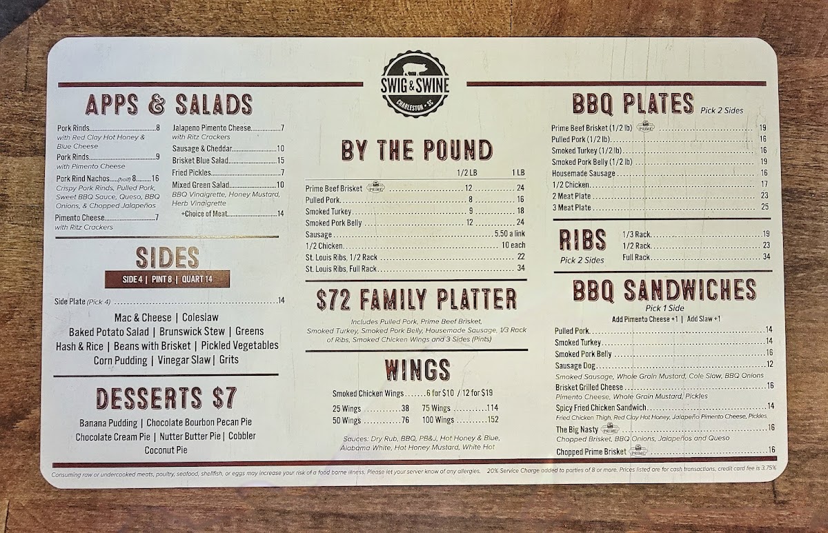 Menu Swig & Swine-1