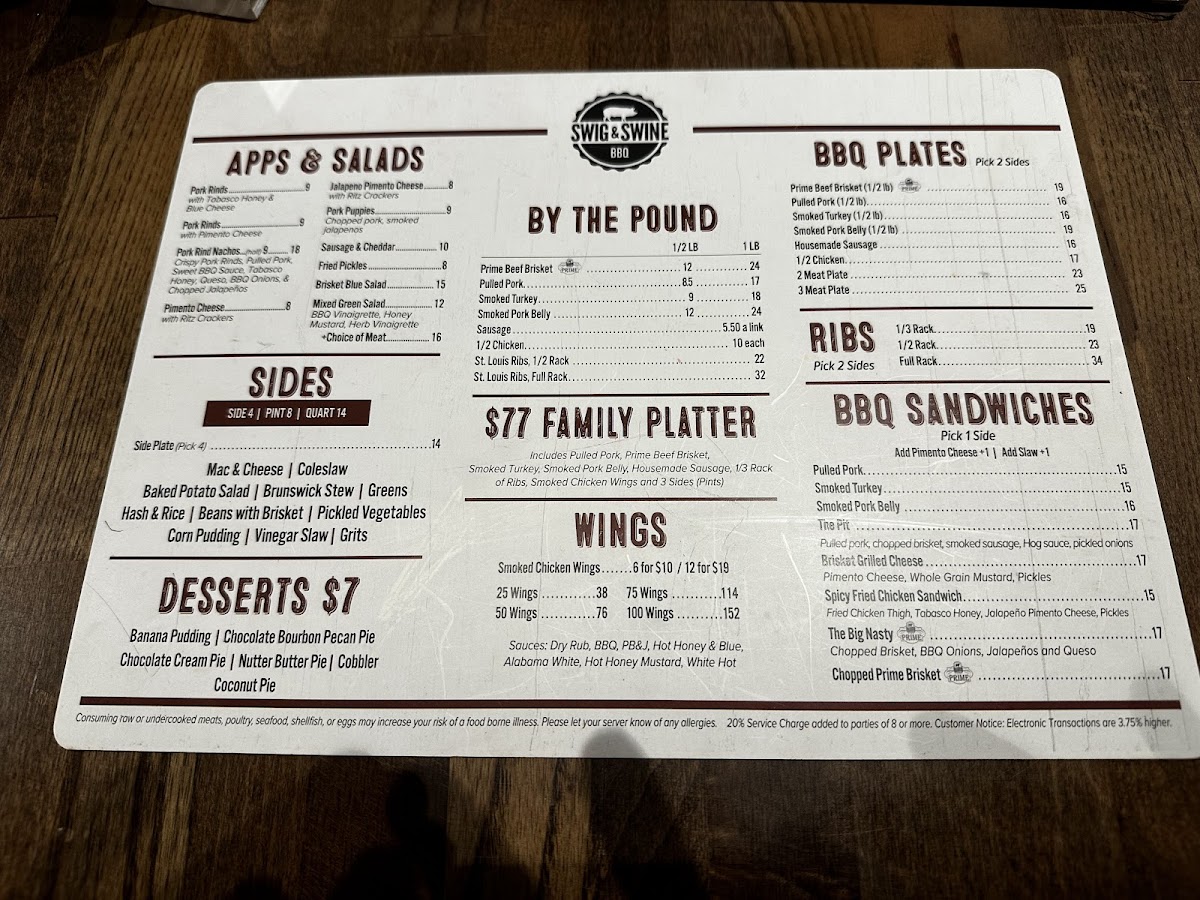 Menu Swig & Swine-2