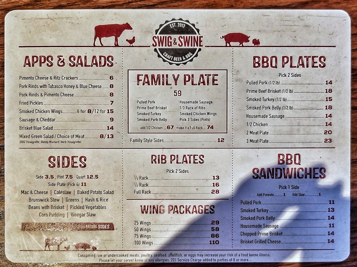 Menu Swig & Swine-9
