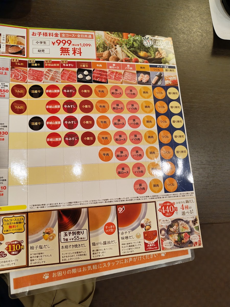 Menu Syabu-Yo Fukui Owada-3