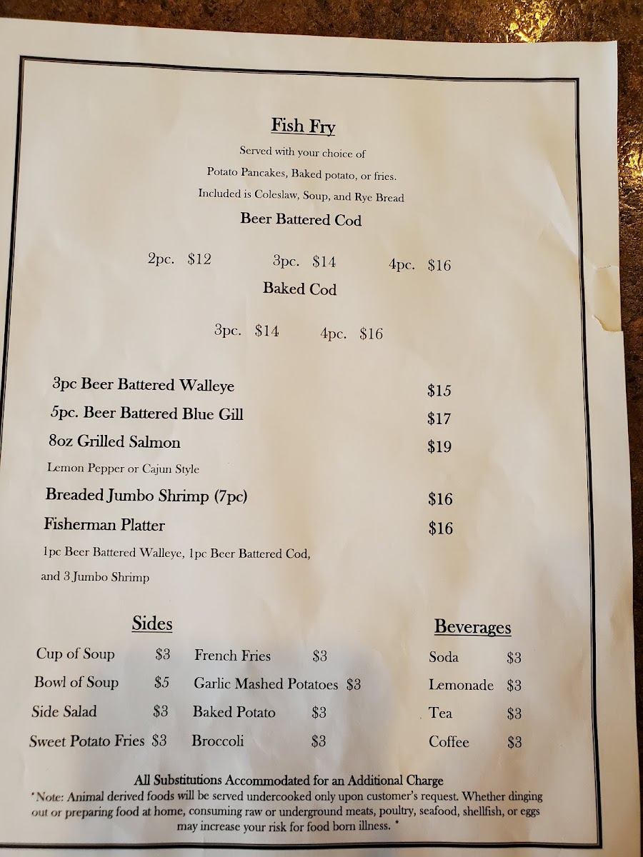 Menu T & D's Grill-1