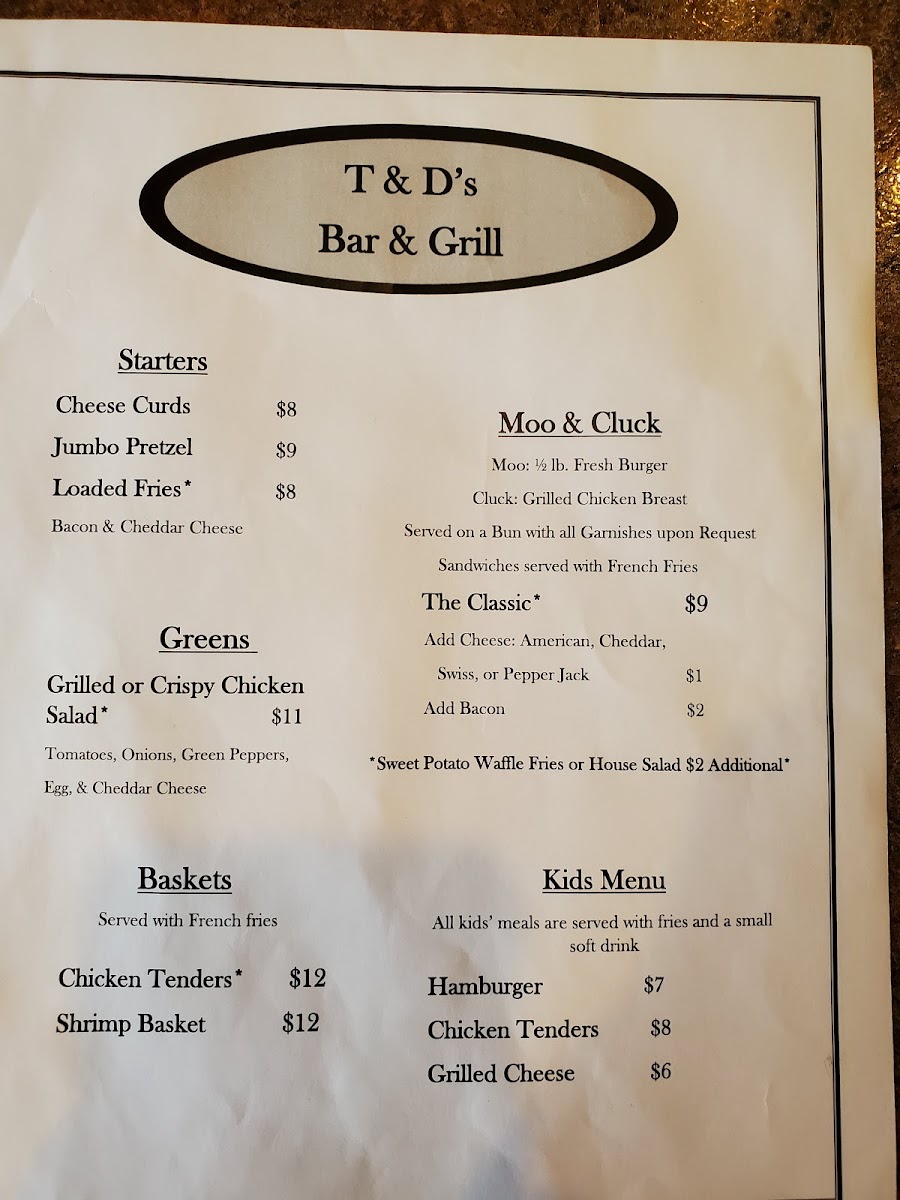 Menu T & D's Grill-2