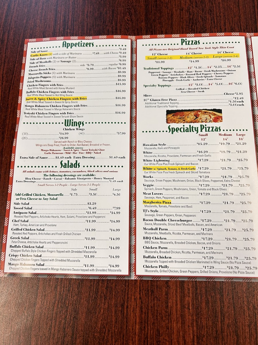 Menu T J's New York Style Pizzeria-2