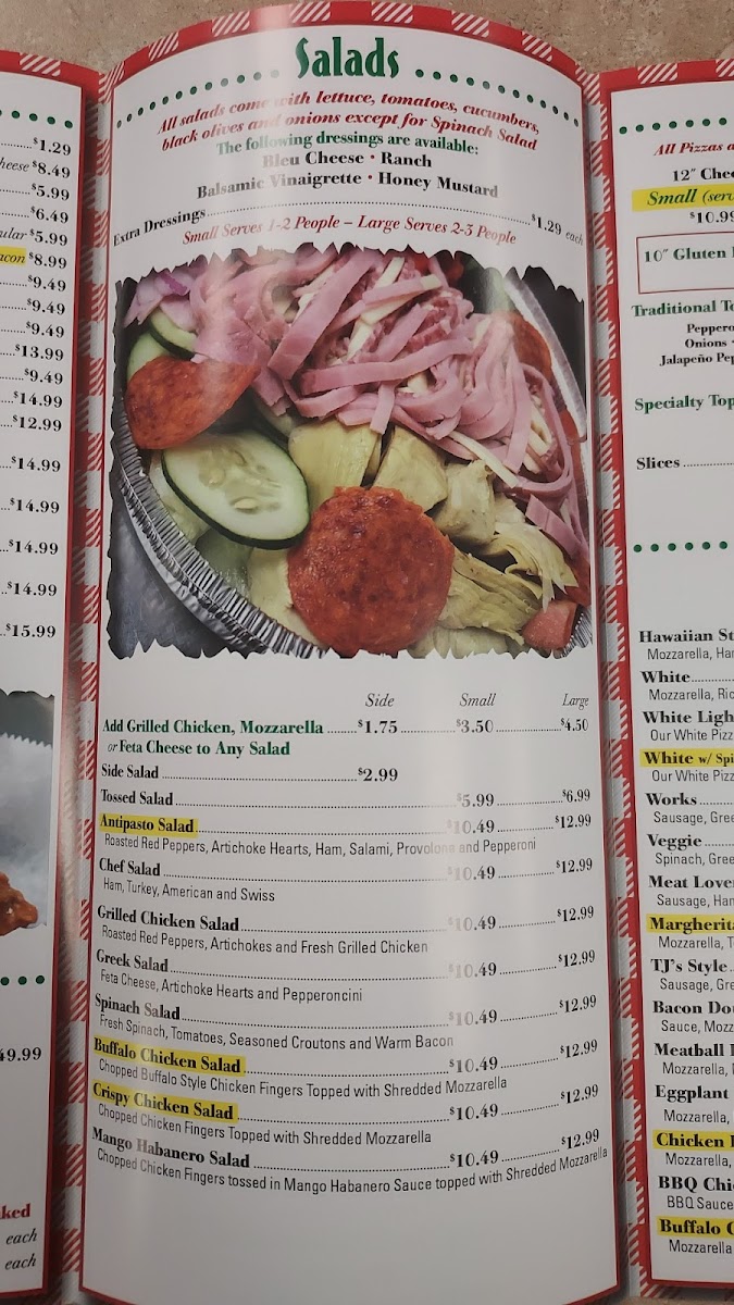 Menu T J's New York Style Pizzeria-9