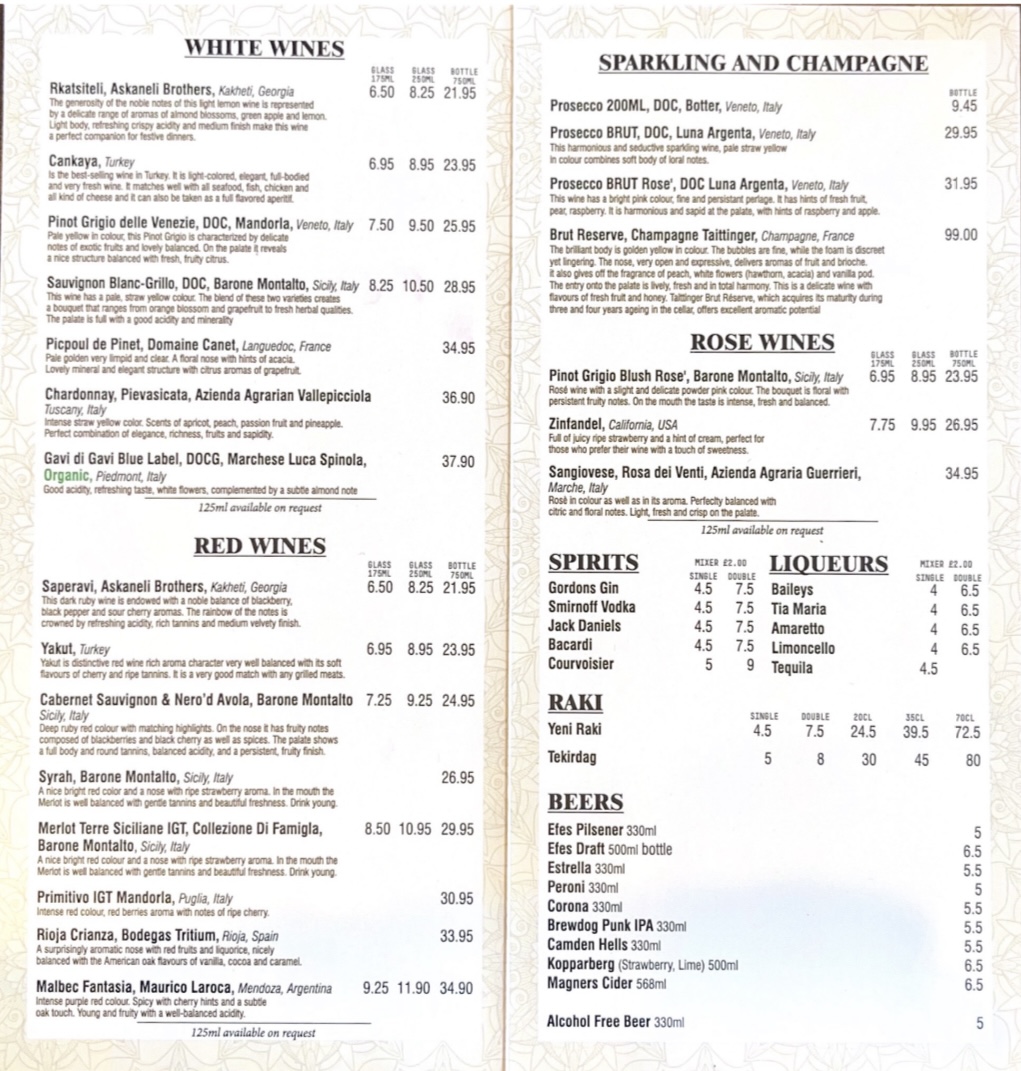 Menu Taş Fırın Turkish Restaurant - Shoreditch-1