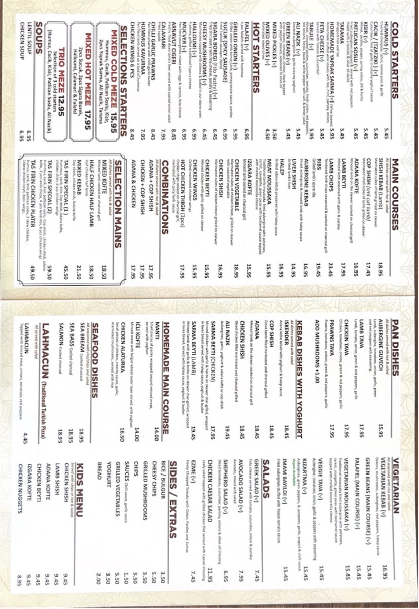 Menu Taş Fırın Turkish Restaurant - Shoreditch-2
